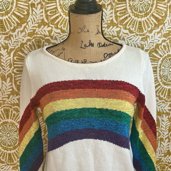 Marc Jacobs RARE Lurex Rainbow Intarsia Cotton Blend Celebrity Worn Sweater XS - Picture 14 of 16